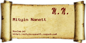 Mityin Nanett névjegykártya